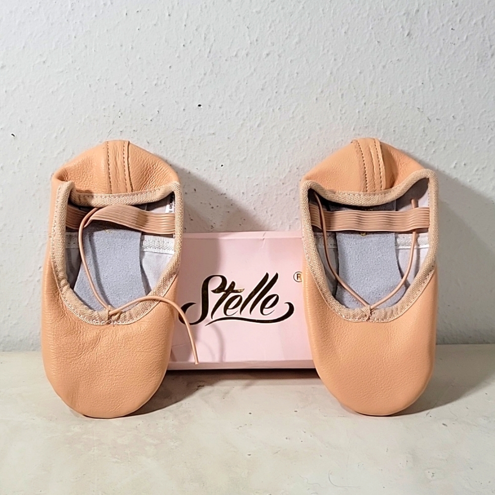 NIB Stelle Premium Authentic Leather Baby Ballet Pink Slipper/Ballet Shoes 9MT